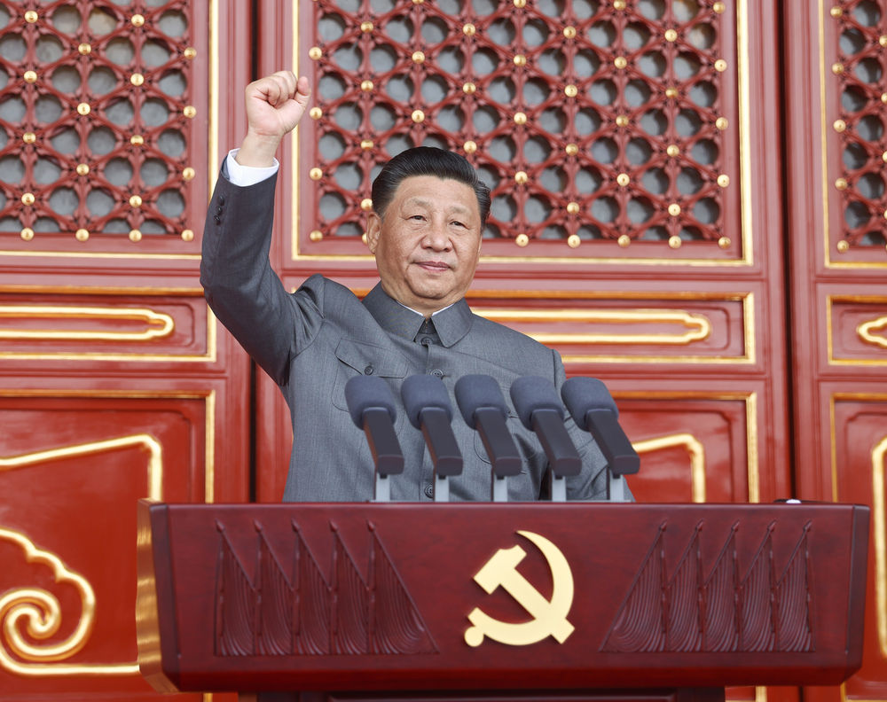 2021年7月1日，慶祝中國共產(chǎn)黨成立100周年大會在北京天安門廣場隆重舉行。習(xí)近平發(fā)表重要講話。新華社記者 鞠鵬 攝